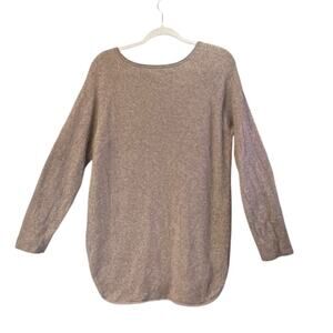 Lusso Womens L Light Brown 100% Cashmere Cozy Long Sleeves Blouse